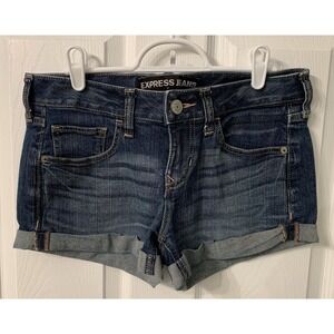 Express Cuffed Denim Shorts Womens Jeans Short Rolled Hem Stretch Mid Wash Size2